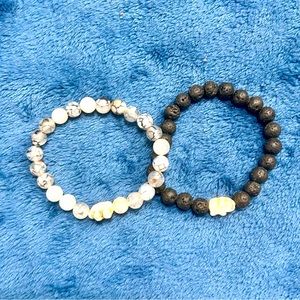 White Fahlo Stone Elephant Bracelet